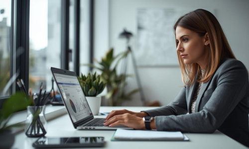 Lady working at a Digital marketing Cheshire
